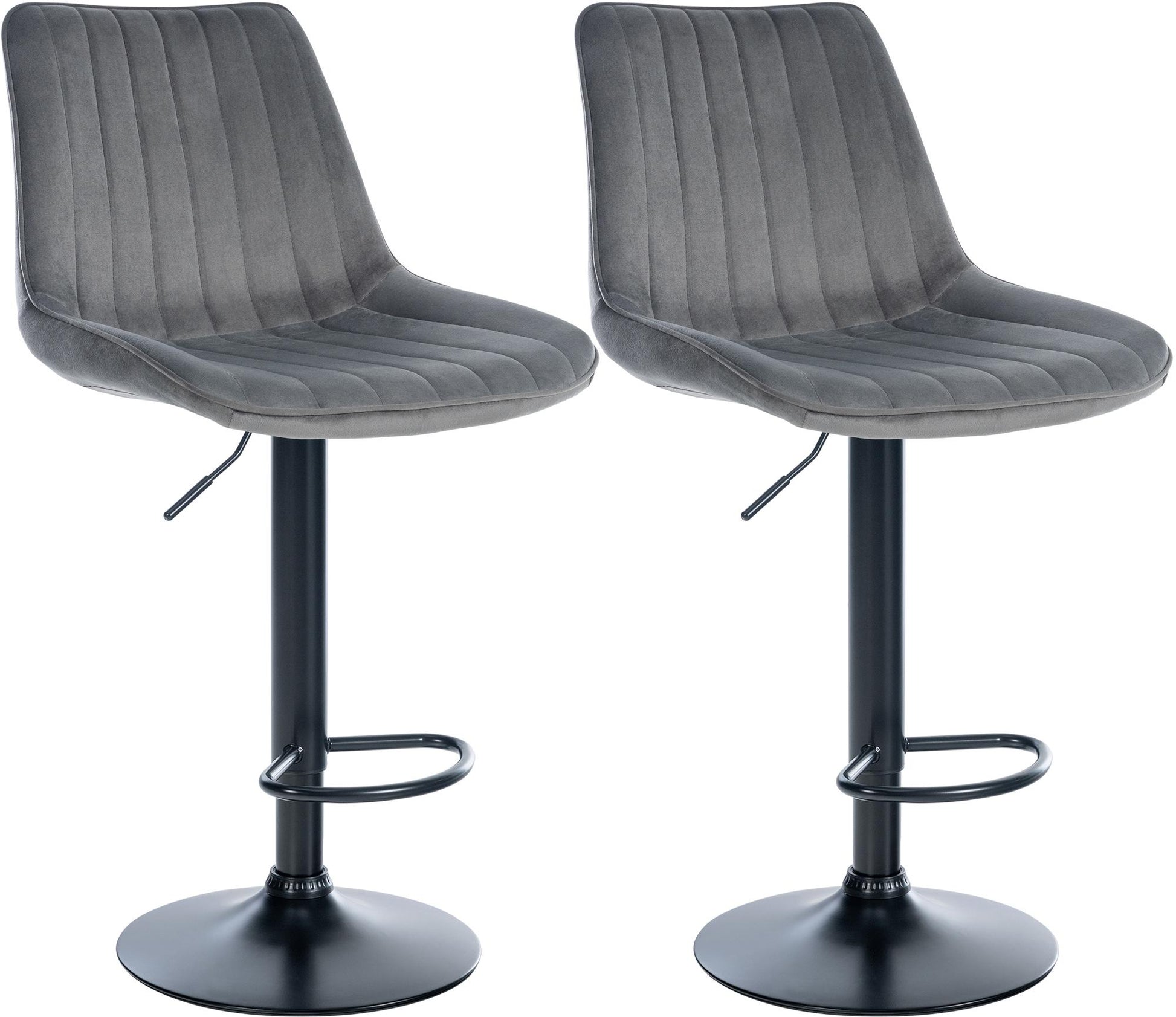 2-delige set Fluwelen Barkrukken - Barstoelen - Optimaal Zitcomfort Kleur donkergrijs