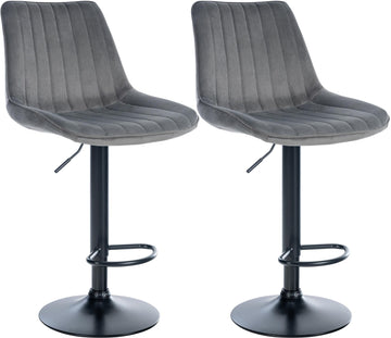 2-delige set Fluwelen Barkrukken - Barstoelen - Optimaal Zitcomfort Kleur donkergrijs