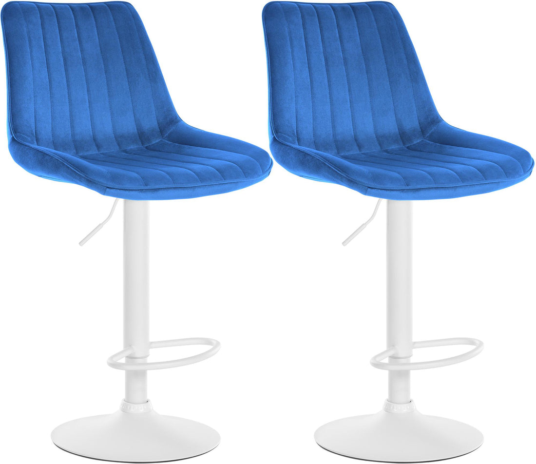 2-delige set Fluwelen Barkrukken - Stoelen - Optimale Zitcomfort Kleur blauw