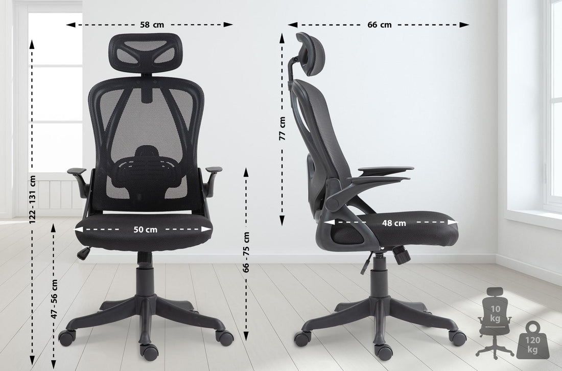 Bureaustoel - Kantoorstoel - Ergonomisch Comfort, Verstelbaar Schommelmechanisme Kleur zwart