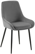 Eetkamerstoel, Dining Chair, Royale Comfort, Metalen Onderstel - Fluwelen Bekleding Kleur donkergrijs Materiaal onderstel Metaal matzwart