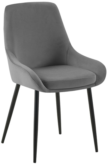 Eetkamerstoel, Dining Chair, Royale Comfort, Metalen Onderstel - Fluwelen Bekleding Kleur donkergrijs Materiaal onderstel Metaal matzwart