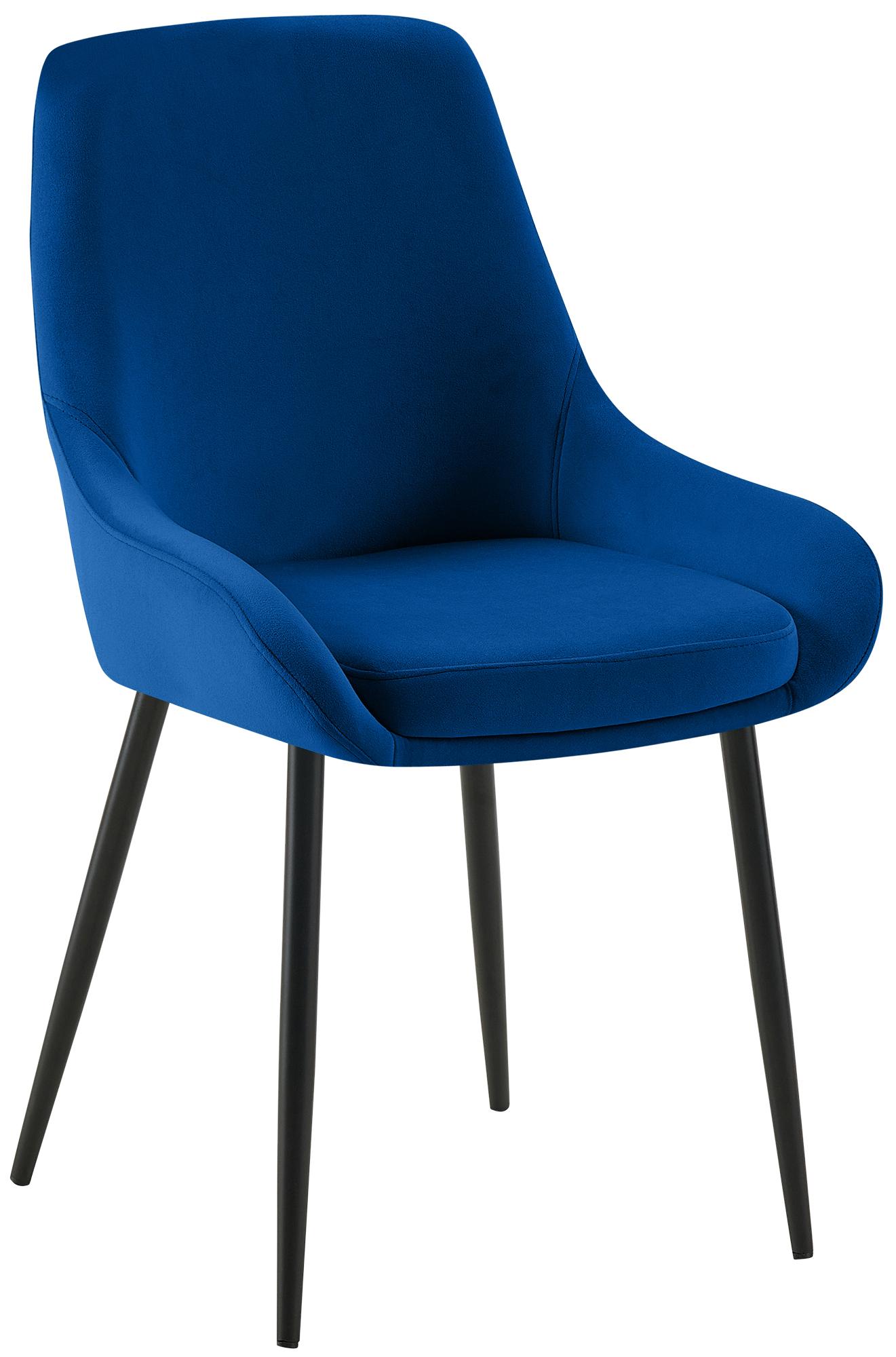 Eetkamerstoel, Dining Chair, Royale Comfort, Metalen Onderstel - Fluwelen Bekleding Kleur donkerblauw Materiaal onderstel Metaal matzwart