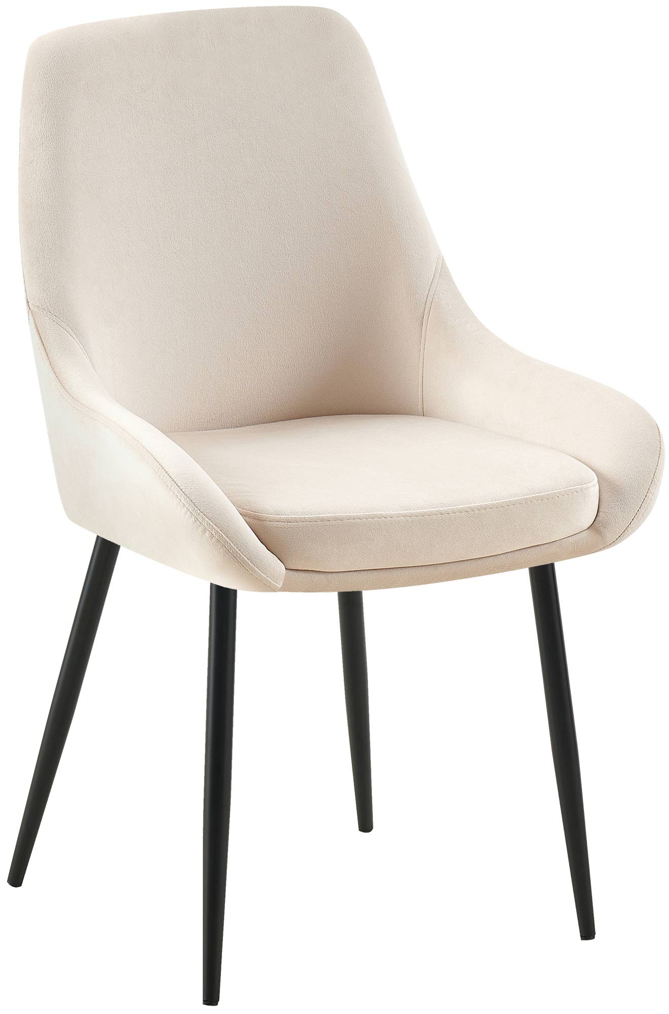 Eetkamerstoel, Dining Chair, Royale Comfort, Metalen Onderstel - Fluwelen Bekleding Kleur crème Materiaal onderstel Metaal matzwart