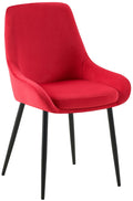 Eetkamerstoel, Dining Chair, Royale Comfort, Metalen Onderstel - Fluwelen Bekleding Kleur rood Materiaal onderstel Metaal matzwart
