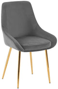 Eetkamerstoel, Dining Chair, Royale Comfort, Metalen Onderstel - Fluwelen Bekleding Kleur donkergrijs Materiaal onderstel Metaalgoud