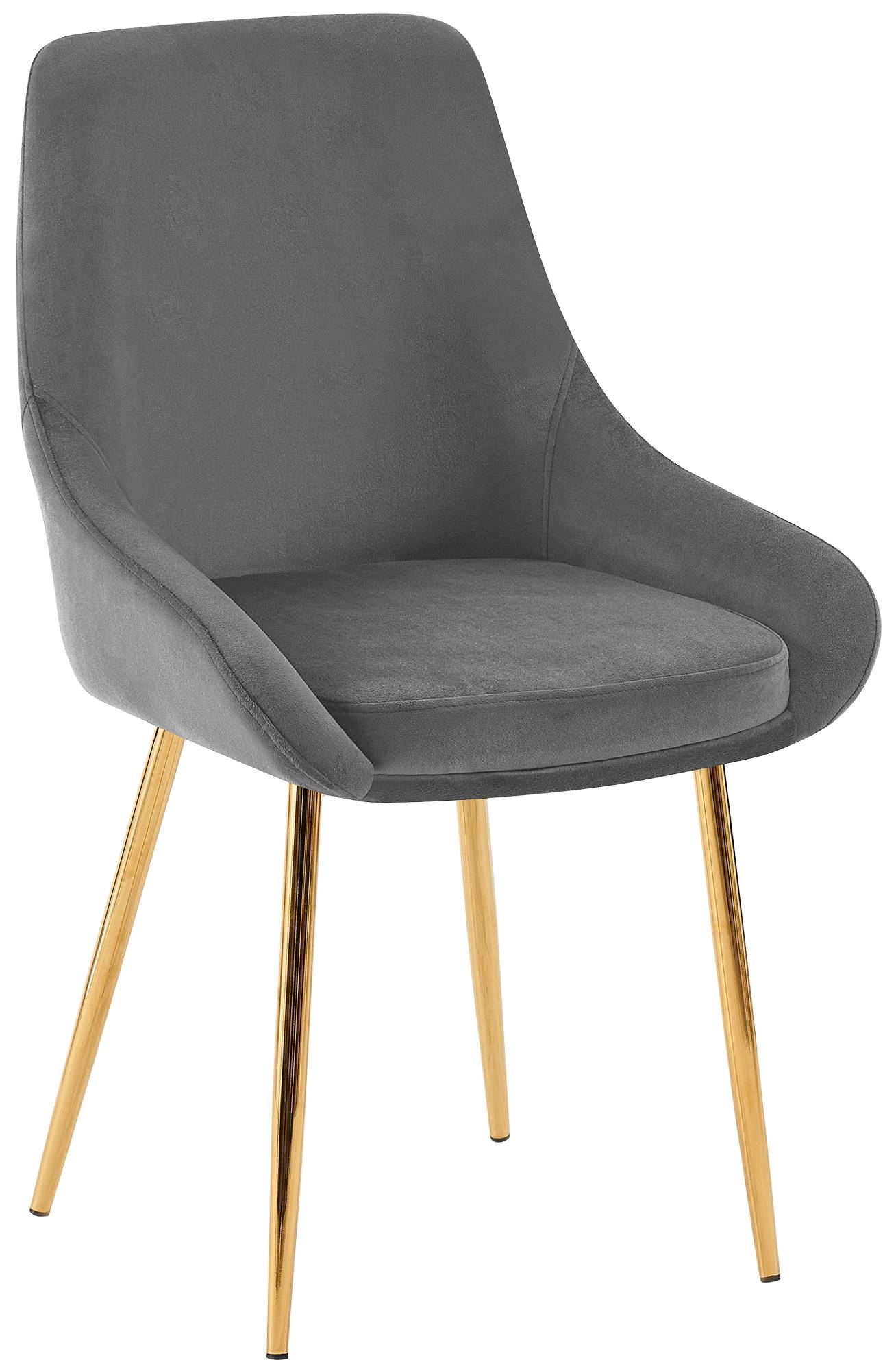 Eetkamerstoel, Dining Chair, Royale Comfort, Metalen Onderstel - Fluwelen Bekleding Kleur donkergrijs Materiaal onderstel Metaalgoud