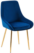 Eetkamerstoel, Dining Chair, Royale Comfort, Metalen Onderstel - Fluwelen Bekleding Kleur donkerblauw Materiaal onderstel Metaalgoud