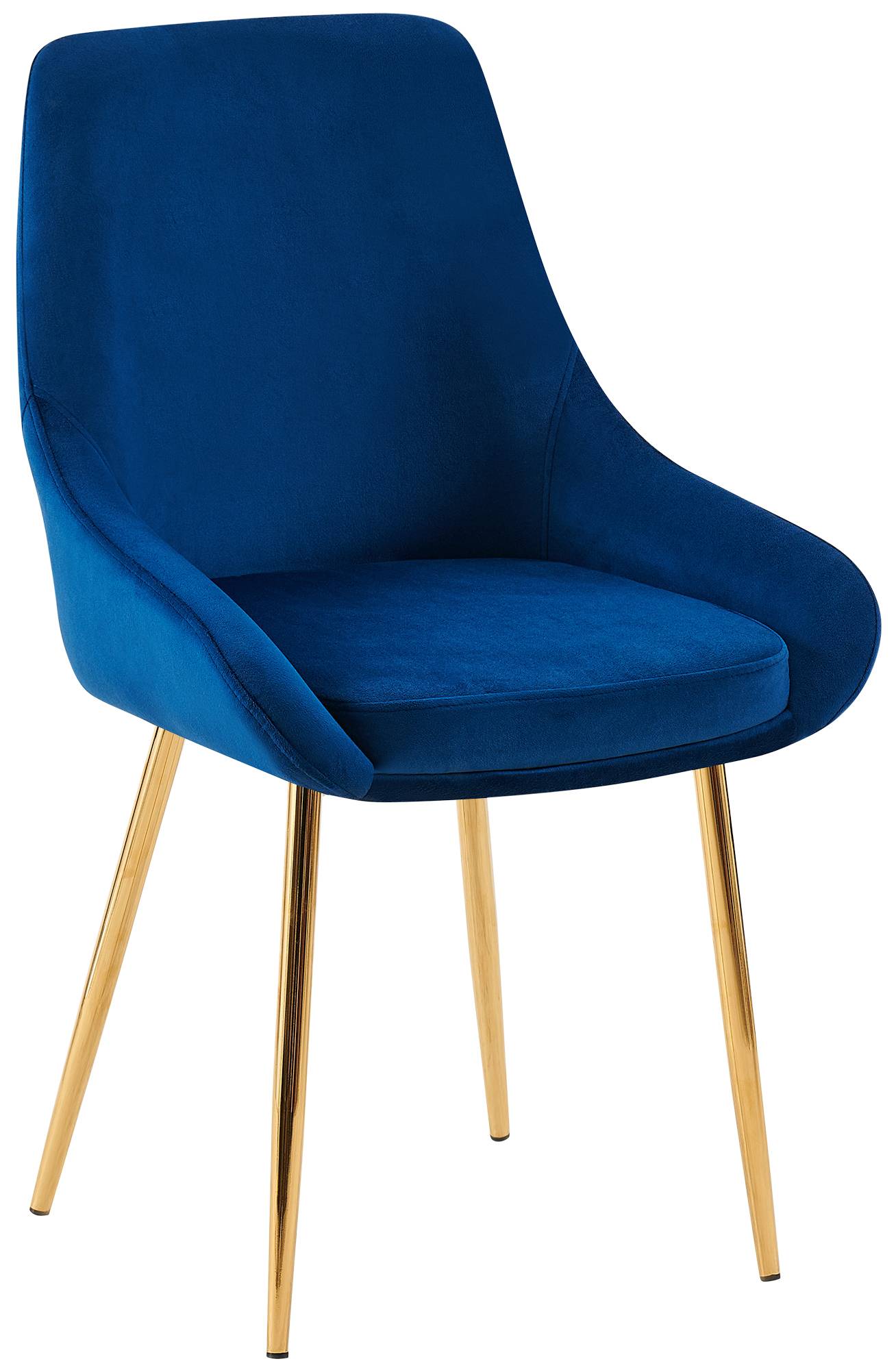 Eetkamerstoel, Dining Chair, Royale Comfort, Metalen Onderstel - Fluwelen Bekleding Kleur donkerblauw Materiaal onderstel Metaalgoud