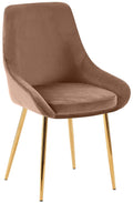 Eetkamerstoel, Dining Chair, Royale Comfort, Metalen Onderstel - Fluwelen Bekleding Kleur bruin Materiaal onderstel Metaalgoud