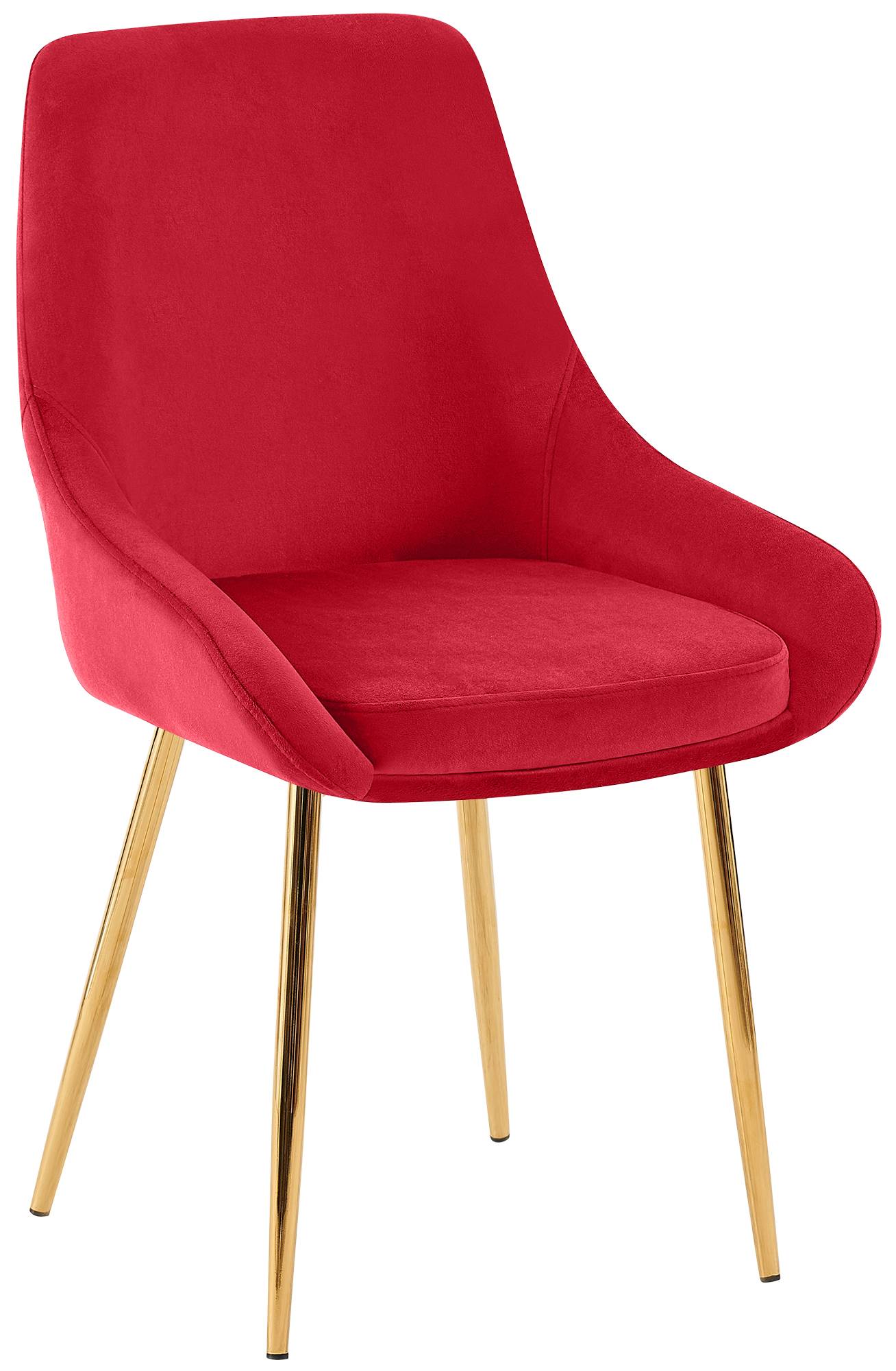 Eetkamerstoel, Dining Chair, Royale Comfort, Metalen Onderstel - Fluwelen Bekleding Kleur rood Materiaal onderstel Metaalgoud