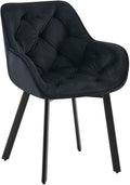 Eetkamerstoel - Fluwelen Fauteuil, 180° Draaibaar Design, Luxe Comfort Kleur zwart