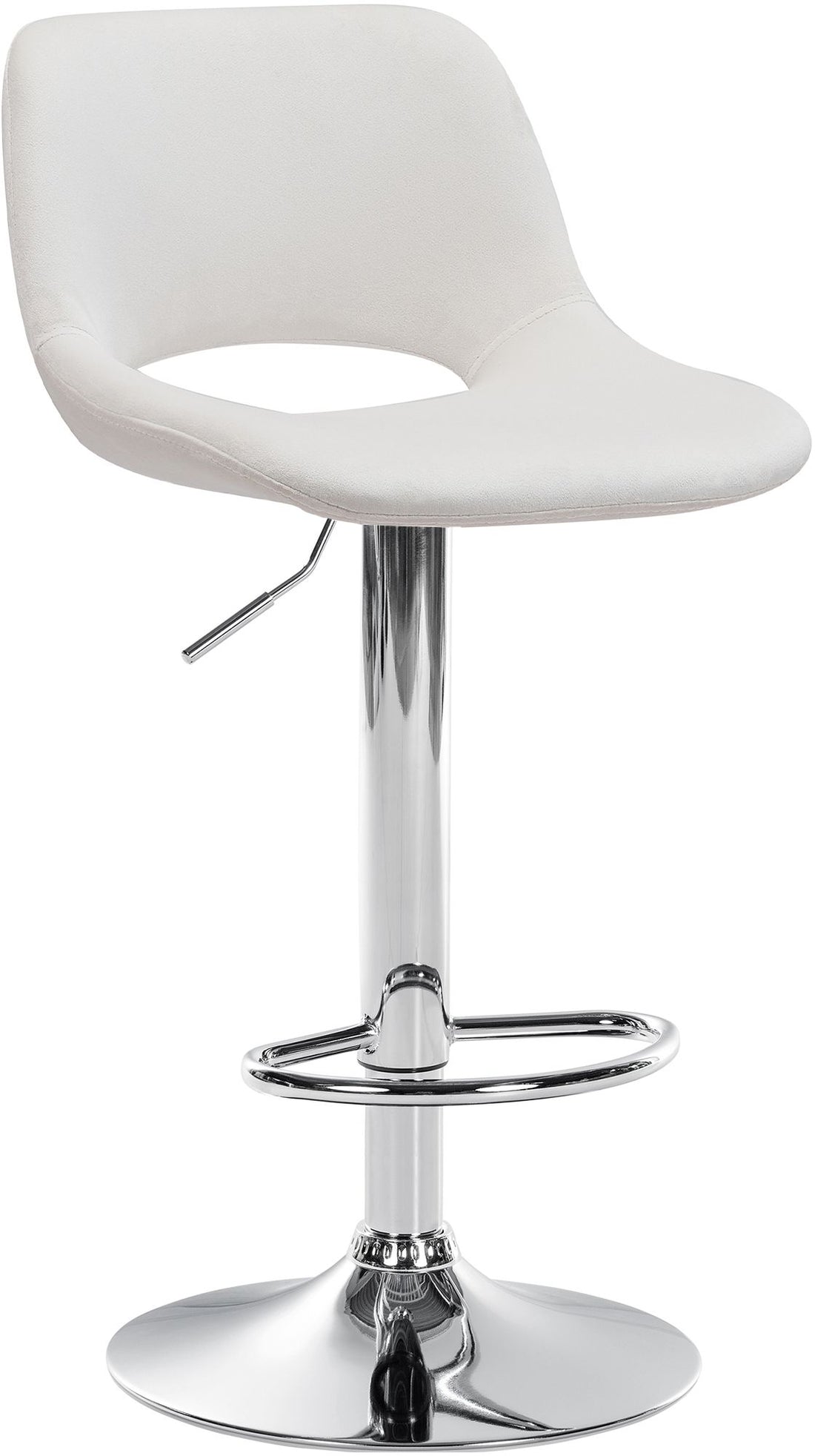 Fluwelen Barkruk - Hoge Kruk - In Hoogte Verstelbaar & Draaibaar voor Extra Comfort Kleur crème Materiaal onderstel Metaal in chroomlook