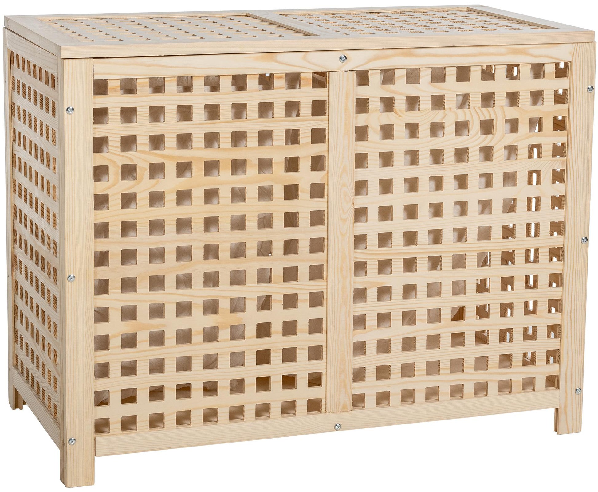 Wasopbergsysteem - Wasmand - Ventilatiegaten voor frisse was, Houten Constructie Kleur natuur