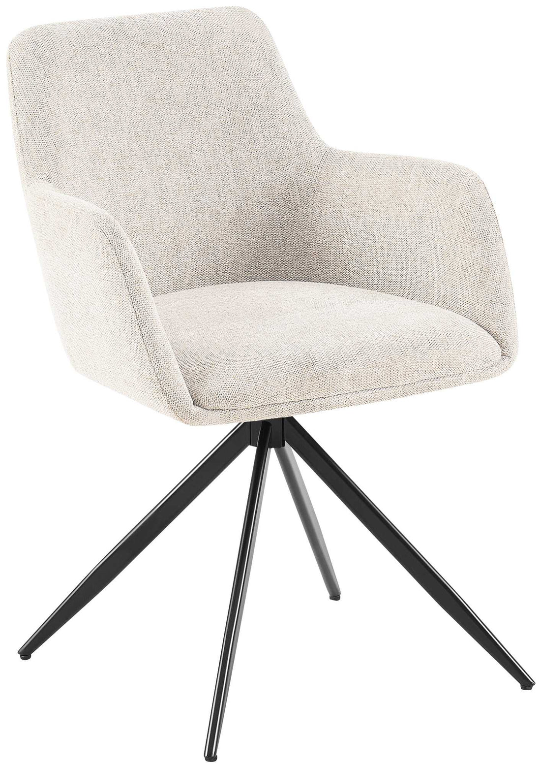 Eetkamerstoel Stoffen Bekleding - Fauteuilachtige Stoel, Extra Bewegingsvrijheid - Swivel 180º Kleur crème