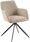 Eetkamerstoel Stoffen Bekleding - Fauteuilachtige Stoel, Extra Bewegingsvrijheid - Swivel 180º Kleur taupe
