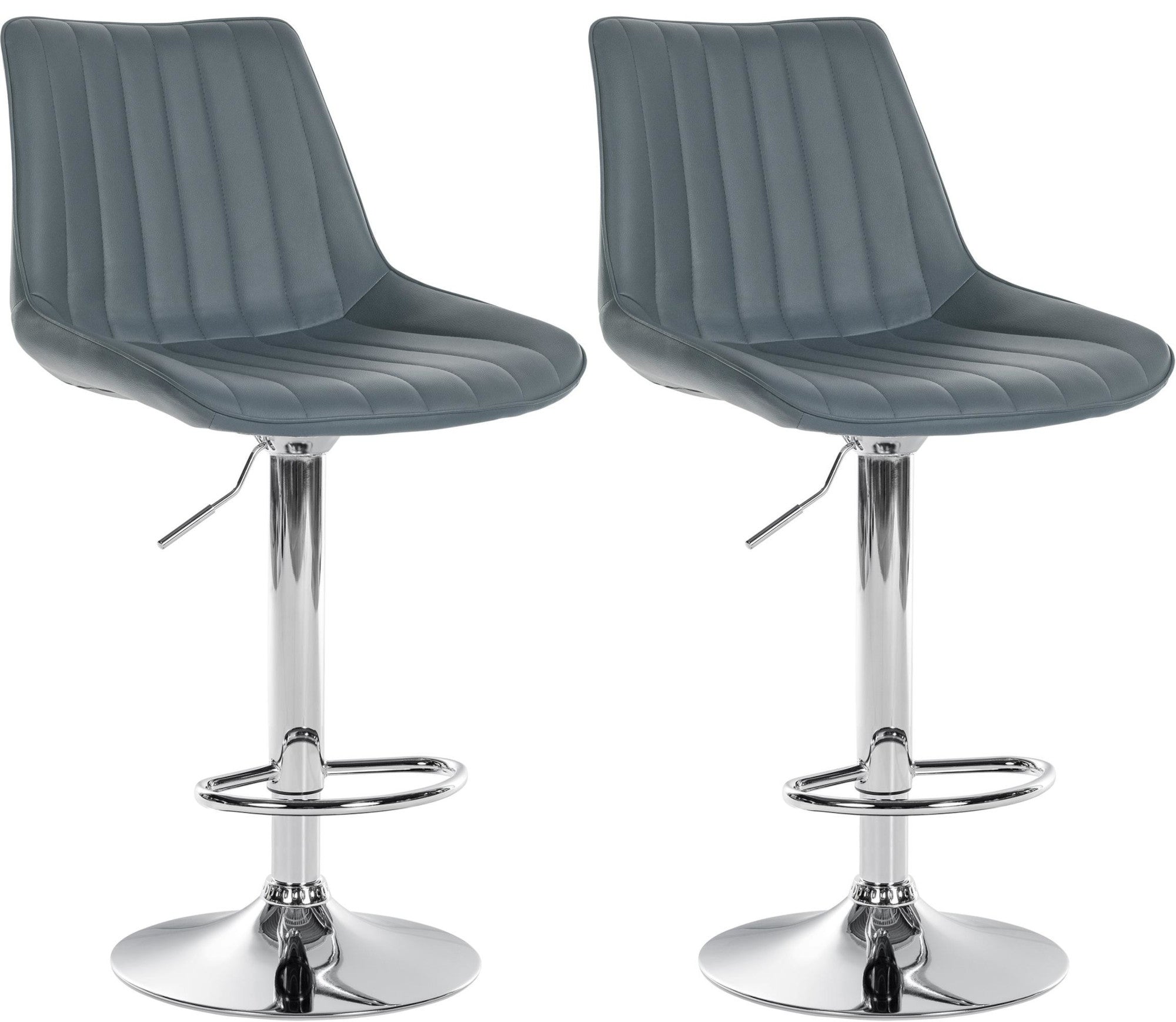 Set van 2 Barkrukken - Houten Krukken, Verstelbaar Comfort, Kunstleer Bekleding Kleur grijs