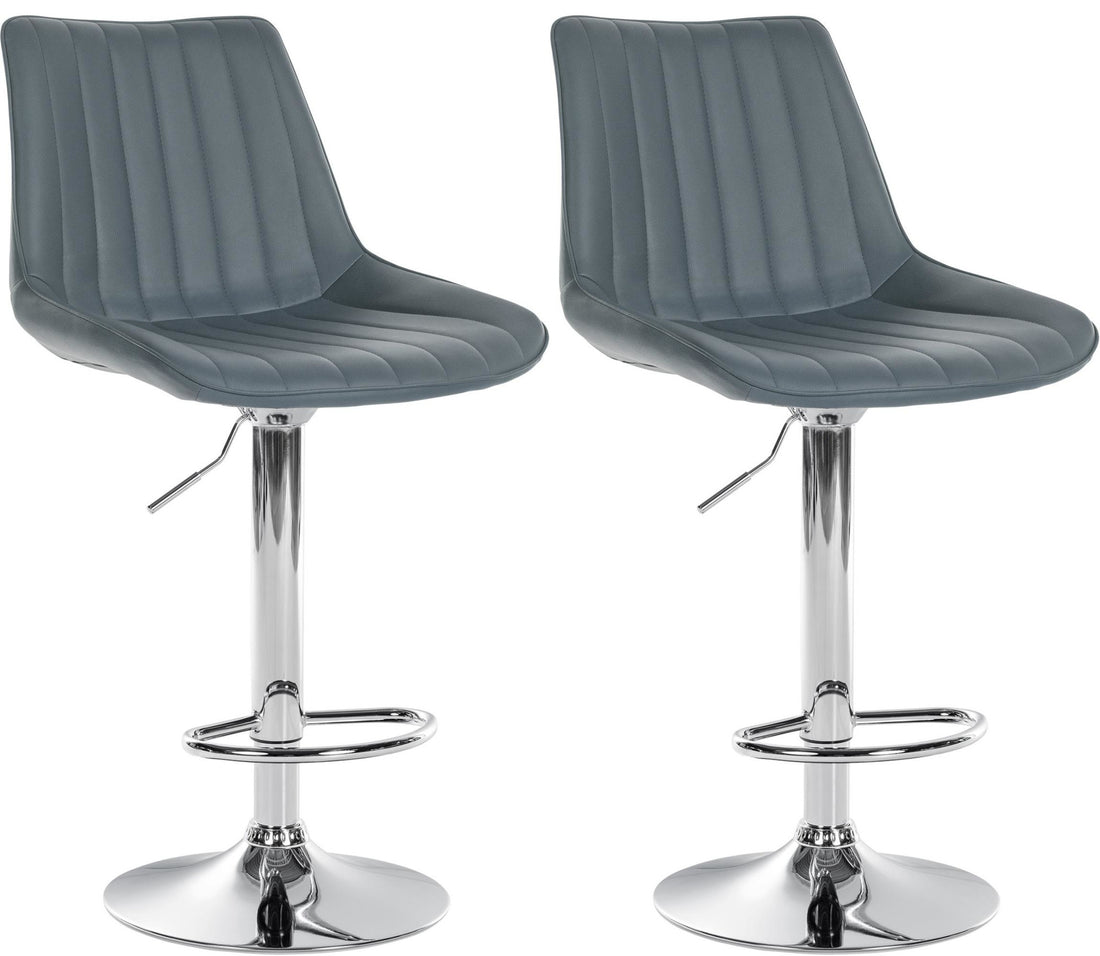 Set van 2 Barkrukken - Houten Krukken, Verstelbaar Comfort, Kunstleer Bekleding Kleur grijs