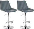 Set van 2 Barkrukken - Houten Krukken, Verstelbaar Comfort, Kunstleer Bekleding Kleur grijs