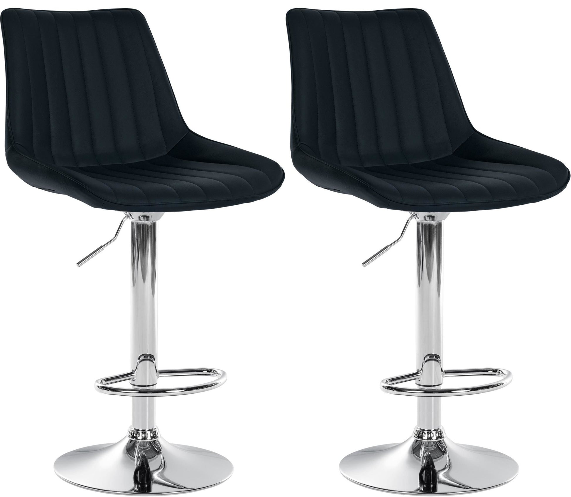 2-delige set Kunstleren Barkrukken - Hockers - Optimaal Zitcomfort Kleur zwart Materiaal onderstel Metaal in chroomlook