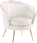 Fauteuil met Fluwelen Bekleding - Stoel - Hoog Zitcomfort & Nostalgisch Design Kleur crème