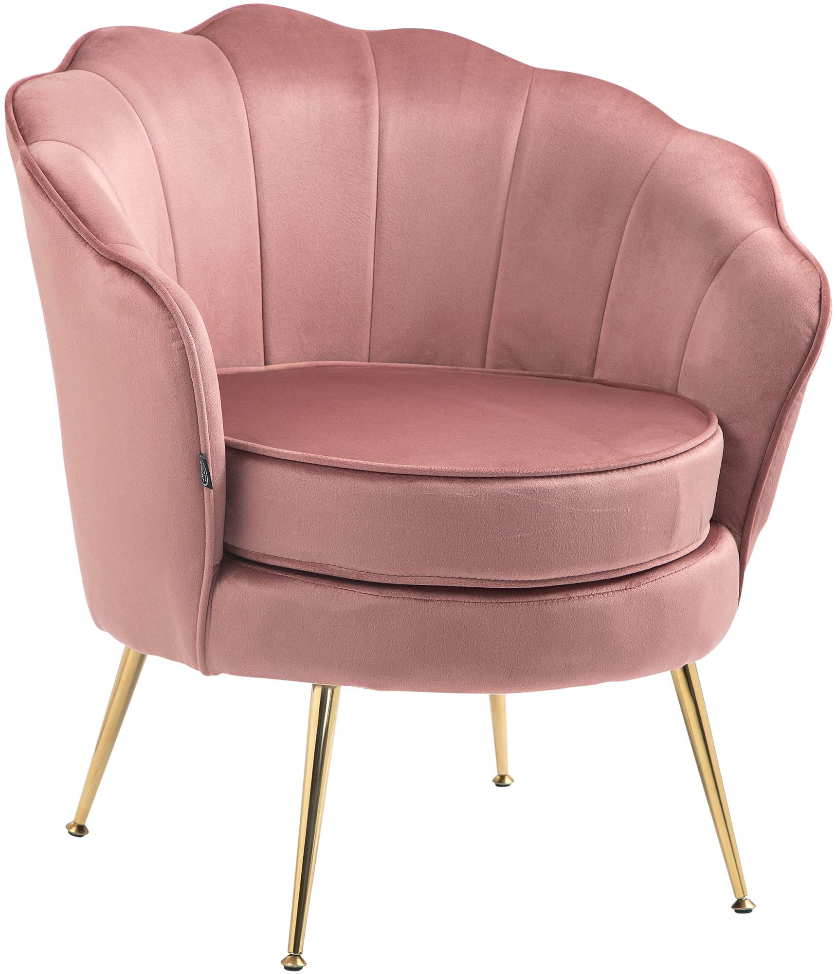 Fauteuil met Fluwelen Bekleding - Stoel - Hoog Zitcomfort & Nostalgisch Design Kleur roos