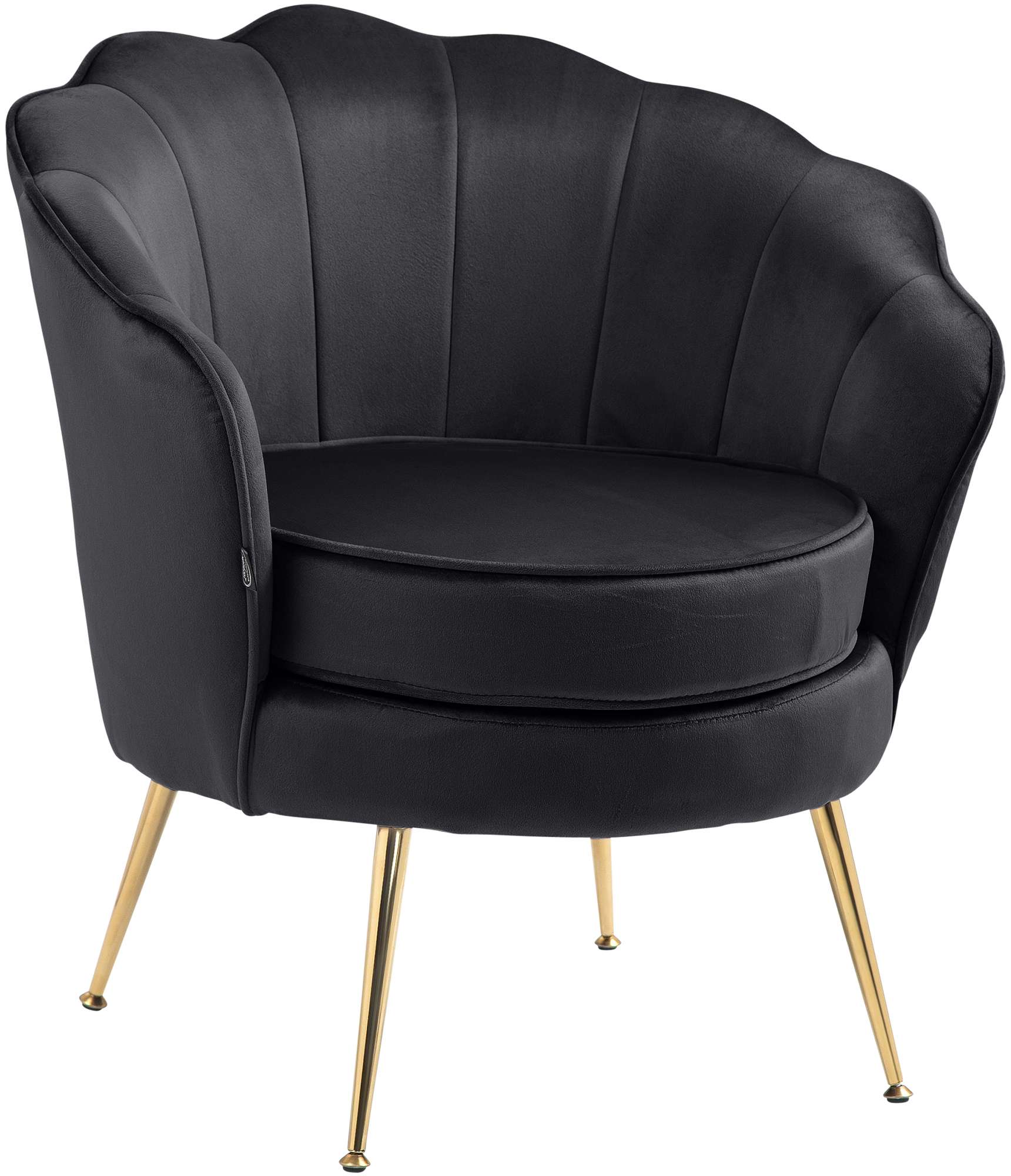 Fauteuil met Fluwelen Bekleding - Stoel - Hoog Zitcomfort & Nostalgisch Design Kleur zwart