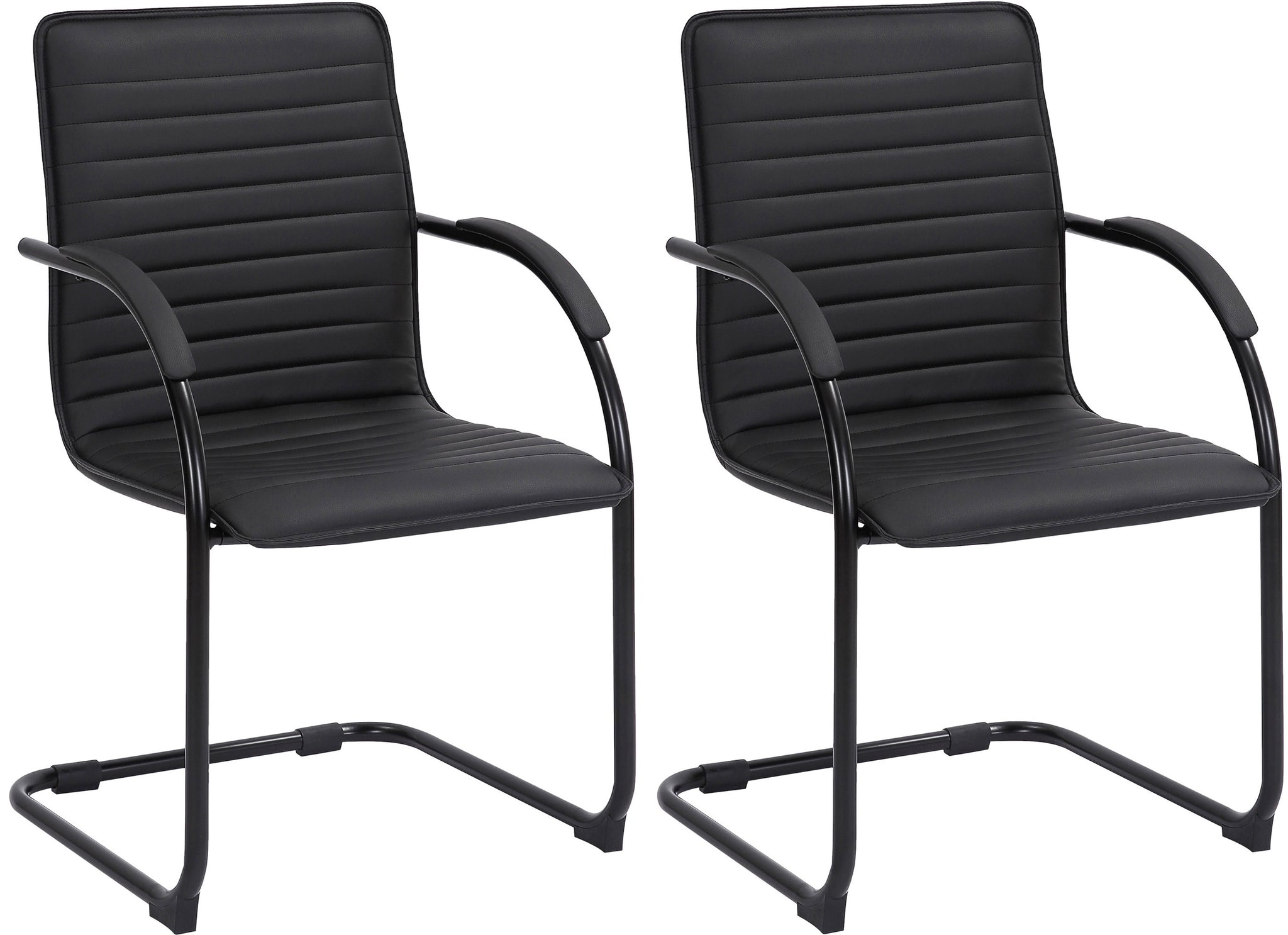 Set van 2 Eetkamerstoelen - Kunstleren Designstoelen - Comfortabele Bekleding, Vloervriendelijk Kleur zwart/zwart