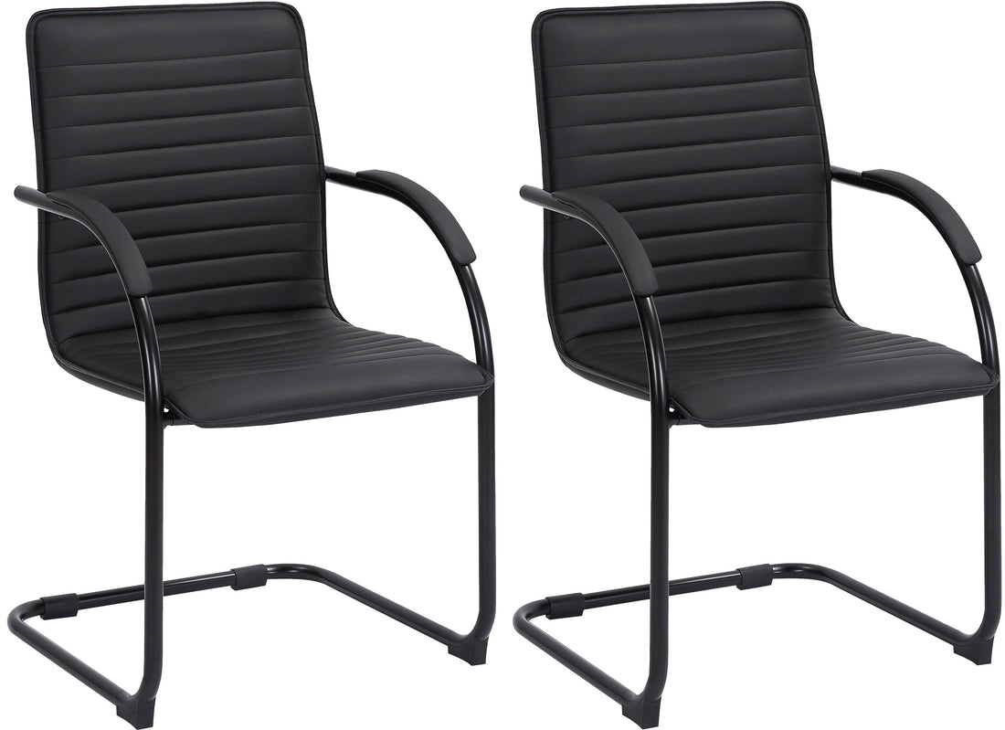 Set van 2 Eetkamerstoelen - Kunstleren Designstoelen - Comfortabele Bekleding, Vloervriendelijk Kleur zwart/zwart