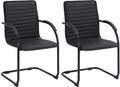 Set van 2 Eetkamerstoelen - Kunstleren Designstoelen - Comfortabele Bekleding, Vloervriendelijk Kleur zwart/zwart