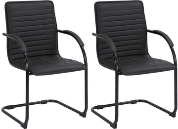 Set van 2 Eetkamerstoelen - Kunstleren Designstoelen - Comfortabele Bekleding, Vloervriendelijk Kleur zwart/zwart