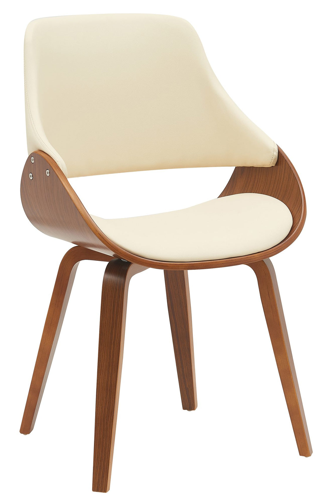 Eetkamerstoel - Dining Chair - Comfortabel Design, Luxueuze Zithoek voor Woonruimte Kleur walnoot/creme Materiaal kunstleer