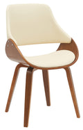 Eetkamerstoel - Dining Chair - Comfortabel Design, Luxueuze Zithoek voor Woonruimte Kleur walnoot/creme Materiaal kunstleer