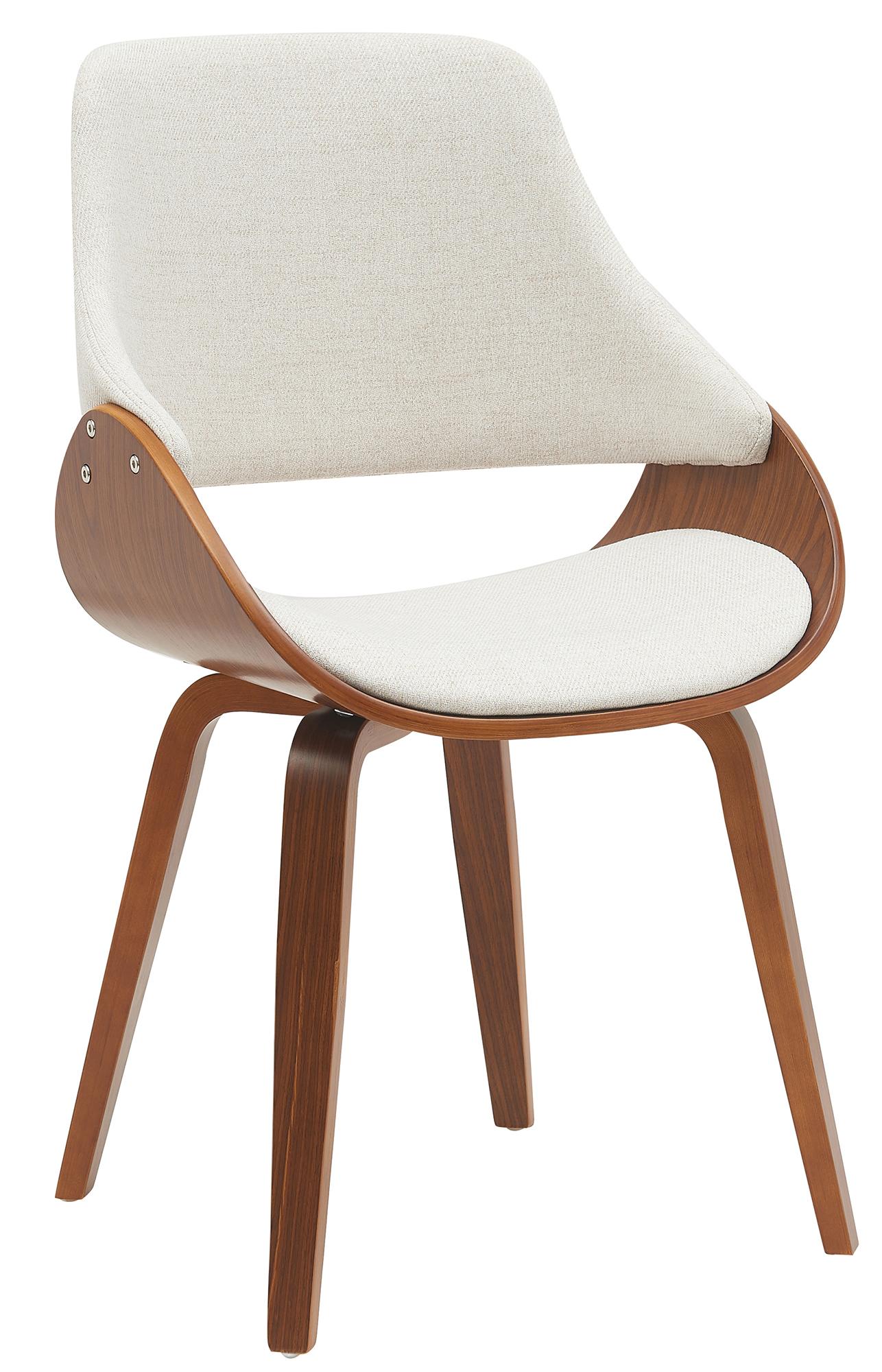 Eetkamerstoel - Dining Chair - Comfortabel Design, Luxueuze Zithoek voor Woonruimte Kleur walnoot/creme Materiaal Stof