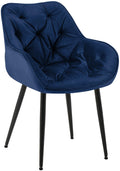 Eetkamerstoel Fluweel - Fauteuil-stijl - Hoog Comfort & Onderhoudsvriendelijk Kleur donkerblauw