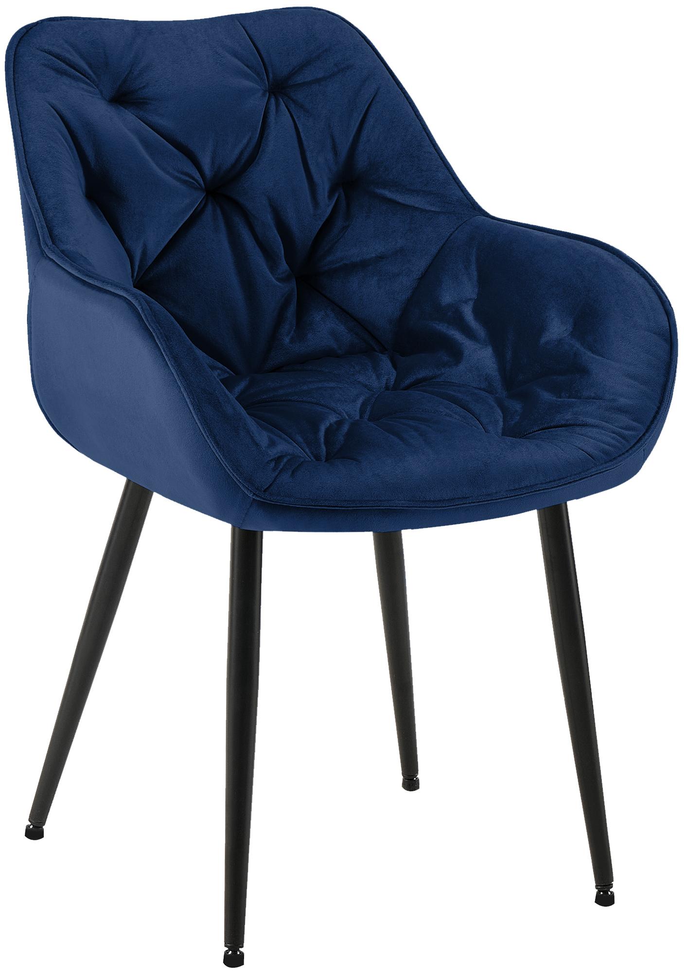 Eetkamerstoel Fluweel - Fauteuil-stijl - Hoog Comfort & Onderhoudsvriendelijk Kleur donkerblauw
