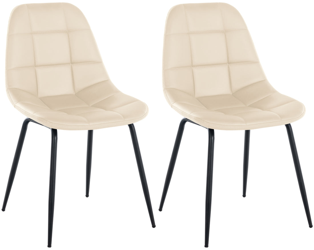 2 Eetkamerstoelen Set - Keukenstoelen - Comfortabel Gestoffeerd, Modern Design Kleur crème