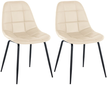 2 Eetkamerstoelen Set - Keukenstoelen - Comfortabel Gestoffeerd, Modern Design Kleur crème