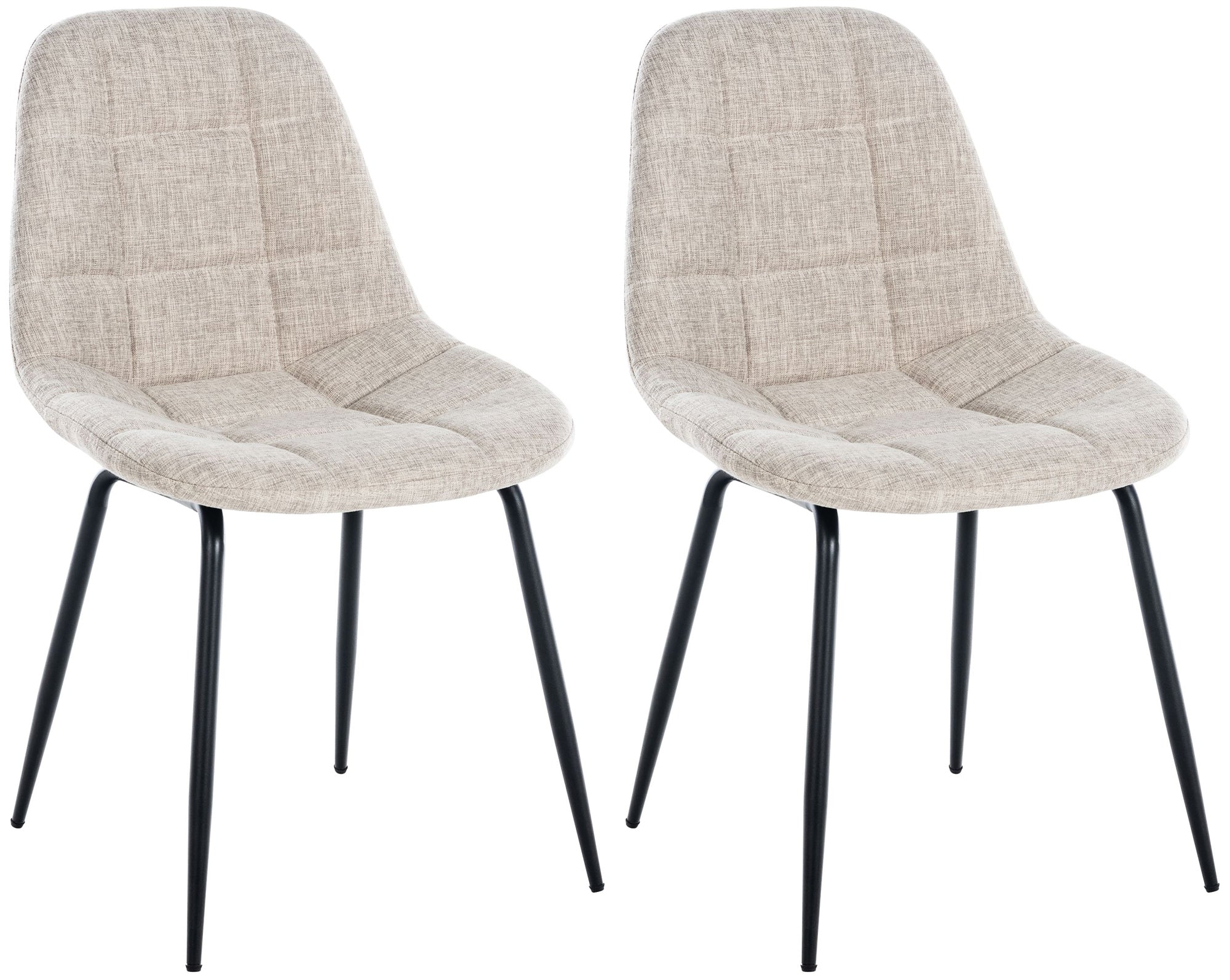 2-delige set Eetkamerstoelen - Keukenstoelen - Comfortabel met Stoffen Zitting Kleur crème