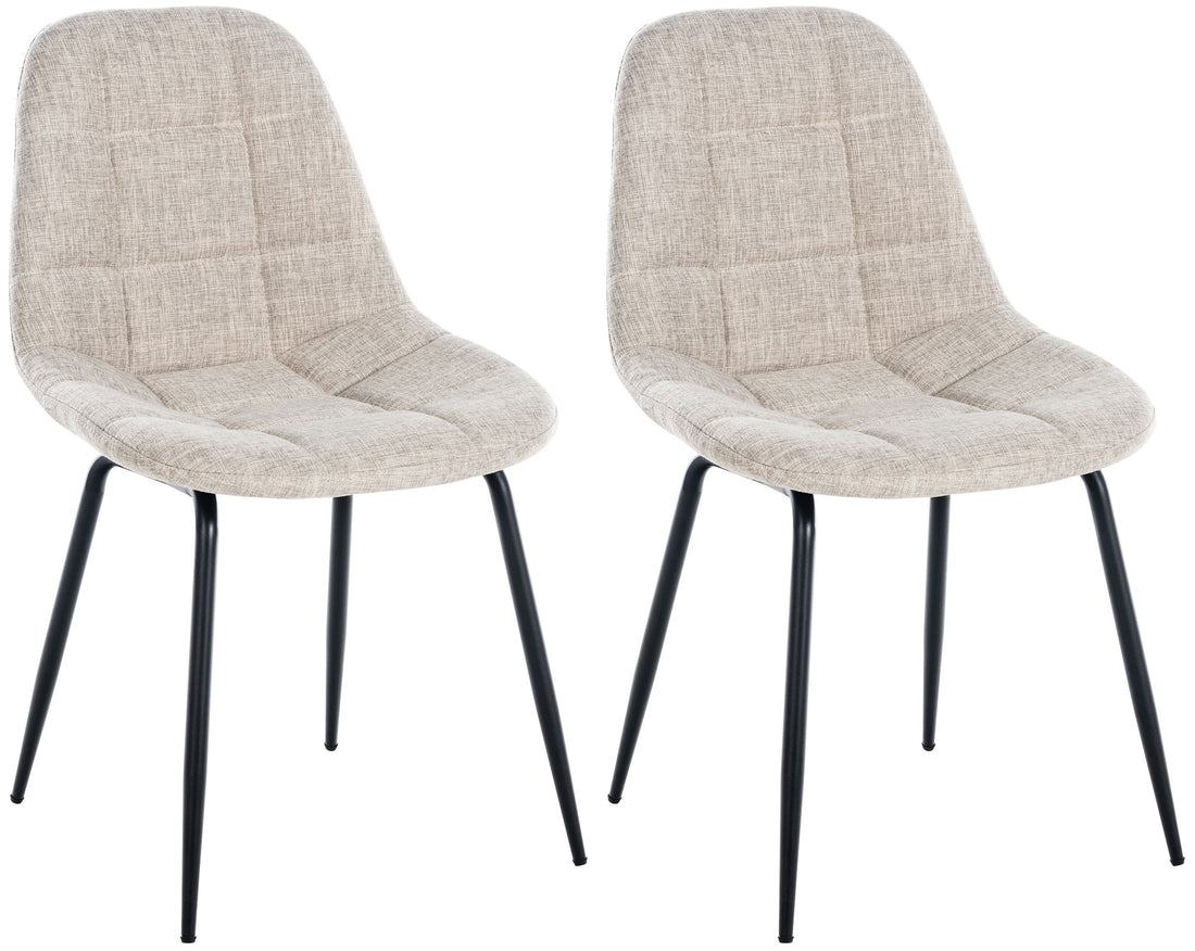 2-delige set Eetkamerstoelen - Keukenstoelen - Comfortabel met Stoffen Zitting Kleur crème