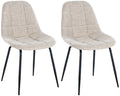 2-delige set Eetkamerstoelen - Keukenstoelen - Comfortabel met Stoffen Zitting Kleur crème