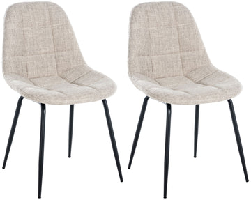 2-delige set Eetkamerstoelen - Keukenstoelen - Comfortabel met Stoffen Zitting Kleur crème