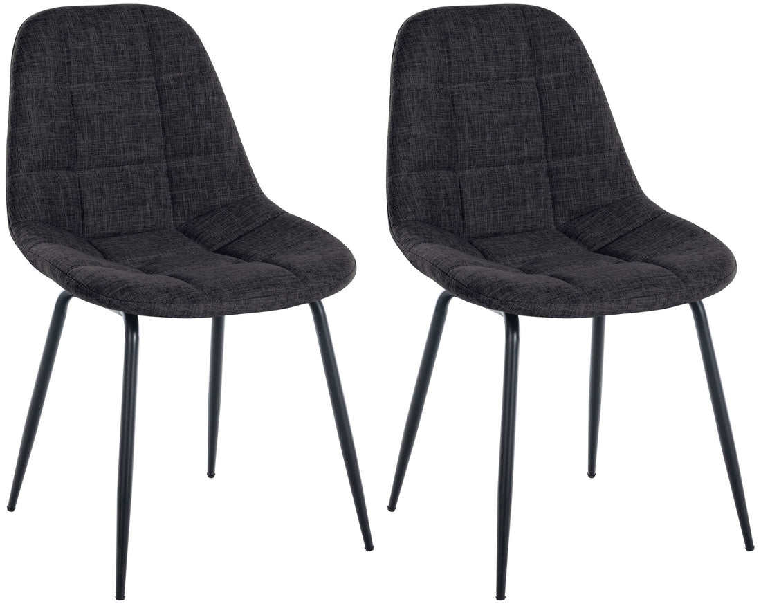 2 Eetkamerstoelen Donkergrijs - Keukenstoelen - Comfortabele Gestoffeerde Zit, Luxeoxford Stof Kleur donkergrijs