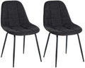 2 Eetkamerstoelen Donkergrijs - Keukenstoelen - Comfortabele Gestoffeerde Zit, Luxeoxford Stof Kleur donkergrijs