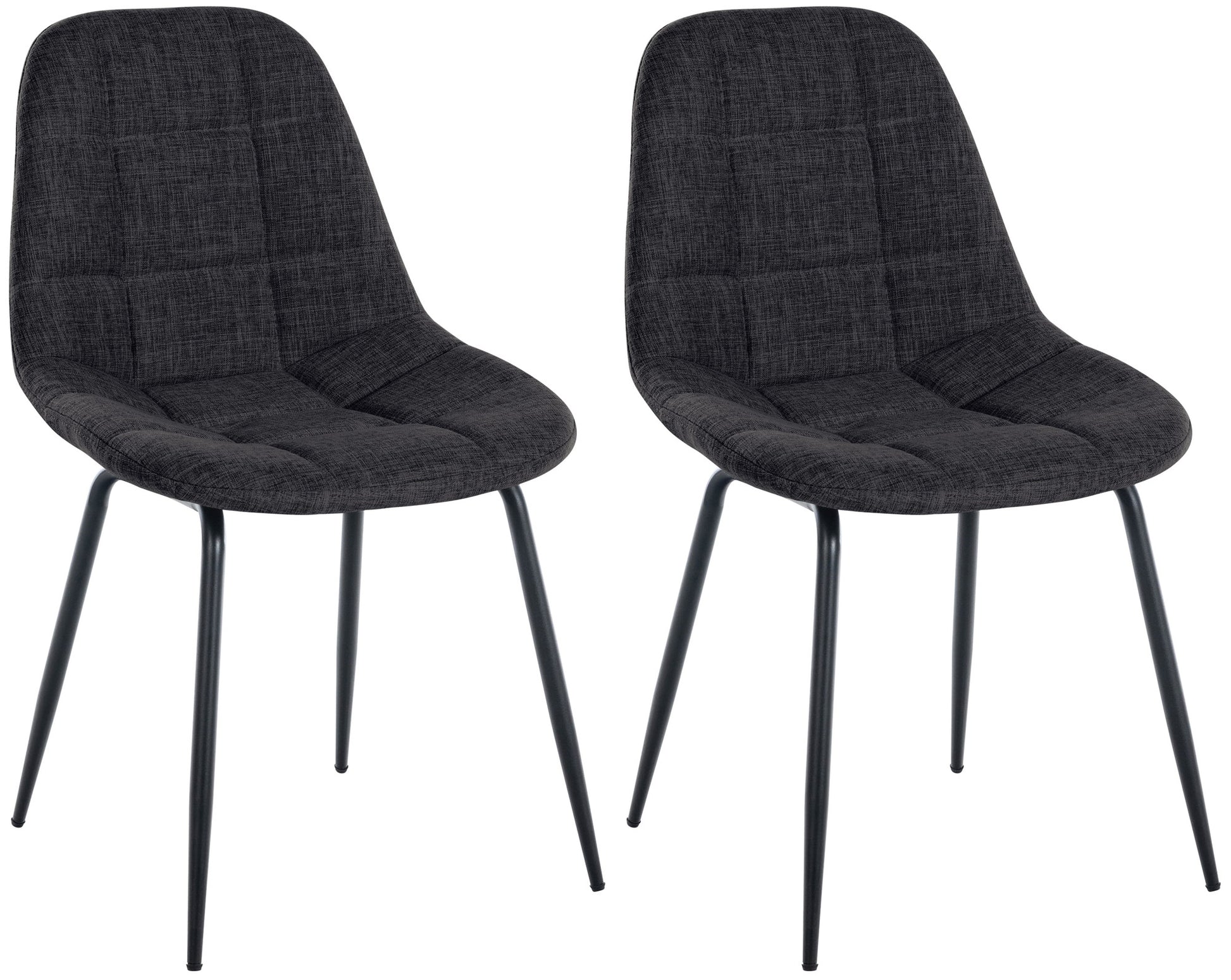2 Eetkamerstoelen Donkergrijs - Keukenstoelen - Comfortabele Gestoffeerde Zit, Luxeoxford Stof Kleur donkergrijs