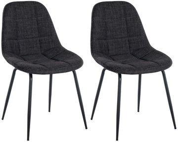 2 Eetkamerstoelen Donkergrijs - Keukenstoelen - Comfortabele Gestoffeerde Zit, Luxeoxford Stof Kleur donkergrijs
