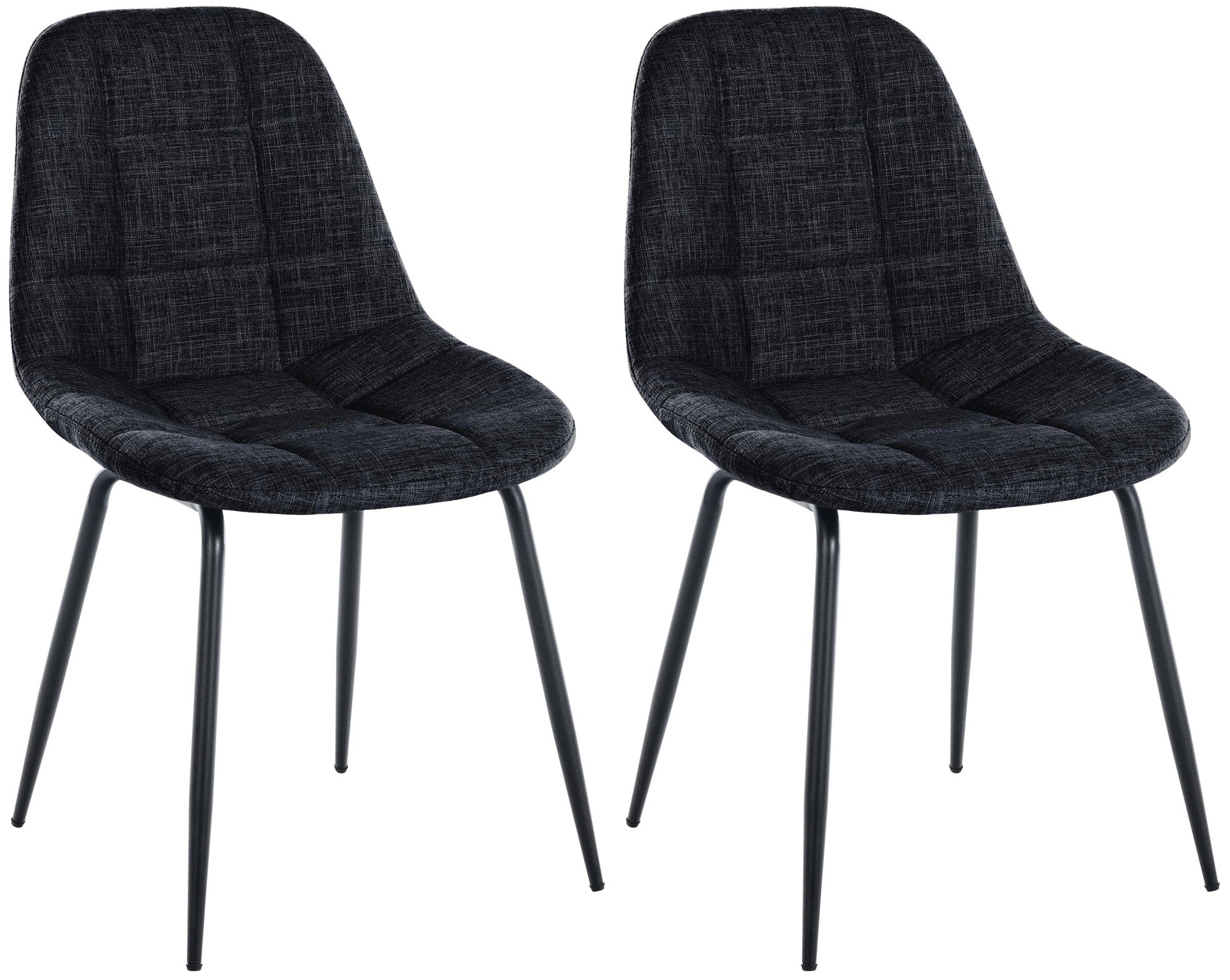 Set van 2 Moderne Eetkamerstoelen - Dining Chairs - Comfortabel Gestoffeerd Kleur zwart
