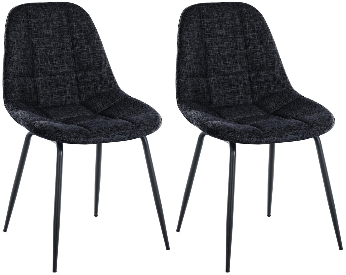 Set van 2 Moderne Eetkamerstoelen - Dining Chairs - Comfortabel Gestoffeerd Kleur zwart