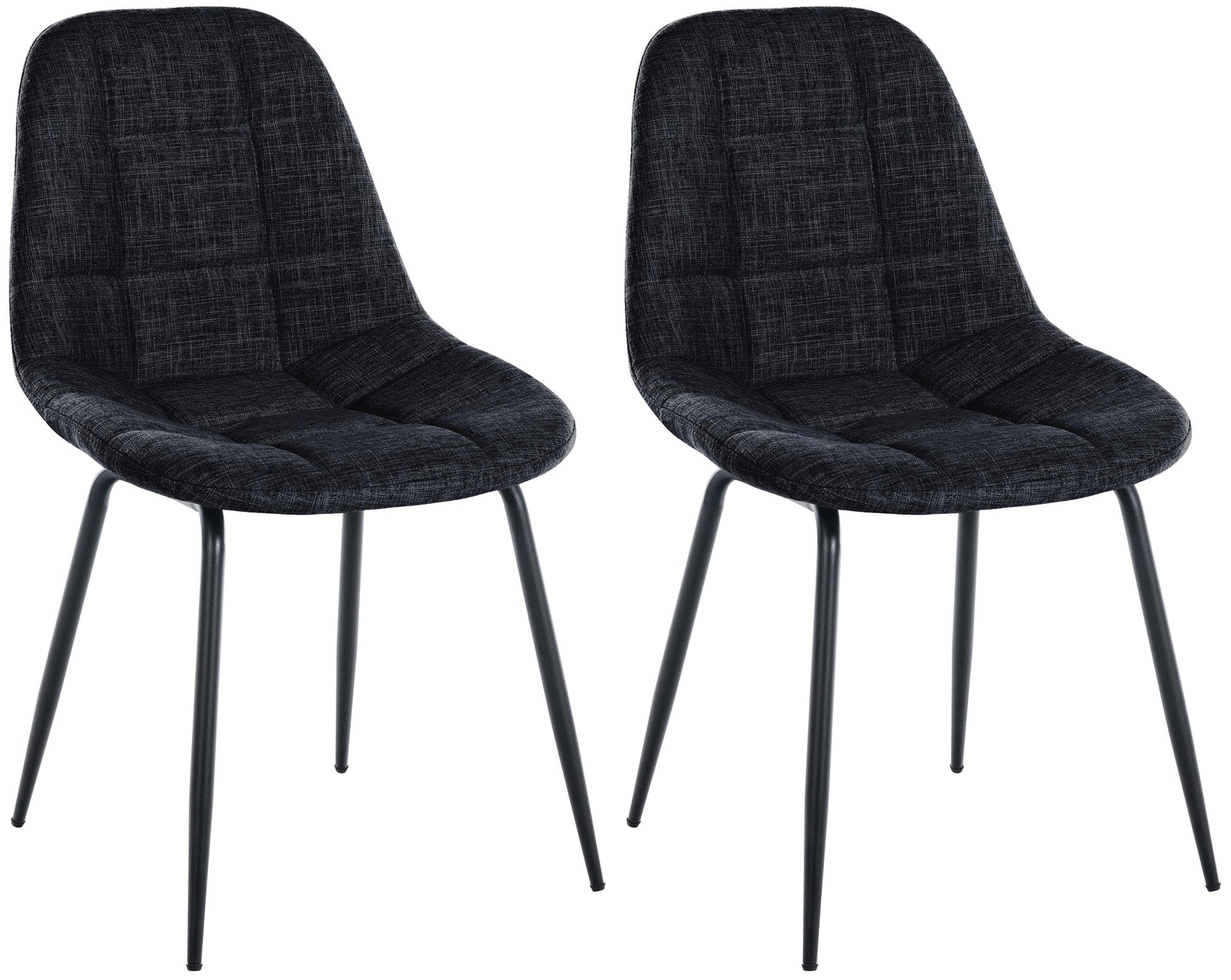 Set van 2 Moderne Eetkamerstoelen - Dining Chairs - Comfortabel Gestoffeerd Kleur zwart