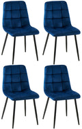 4-delige Set Eetkamerstoelen - Keukenstoelen - Comfortabele Bekleding Kleur donkerblauw
